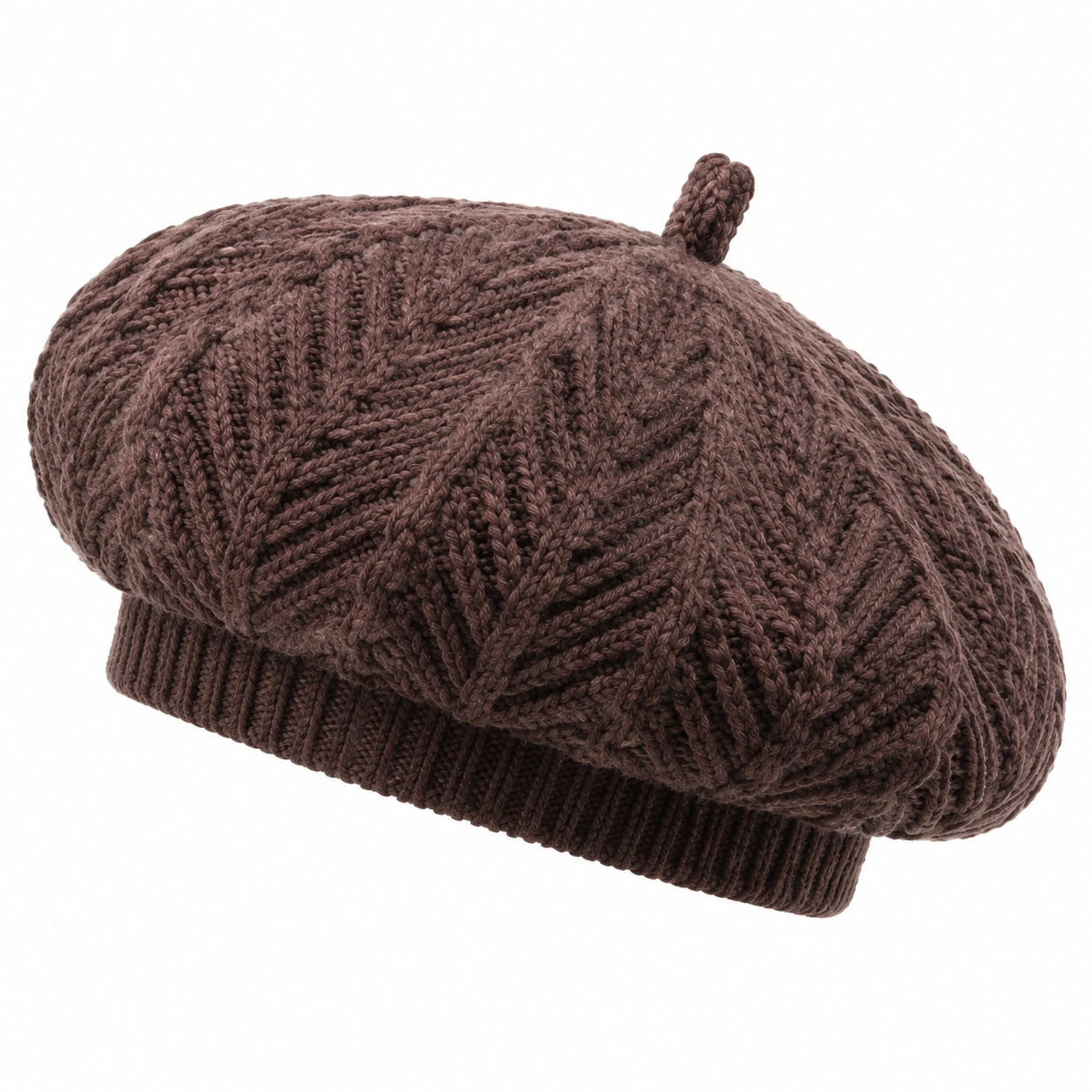 Béret taille unique en maille marron à motif torsadé pour usage quotidien