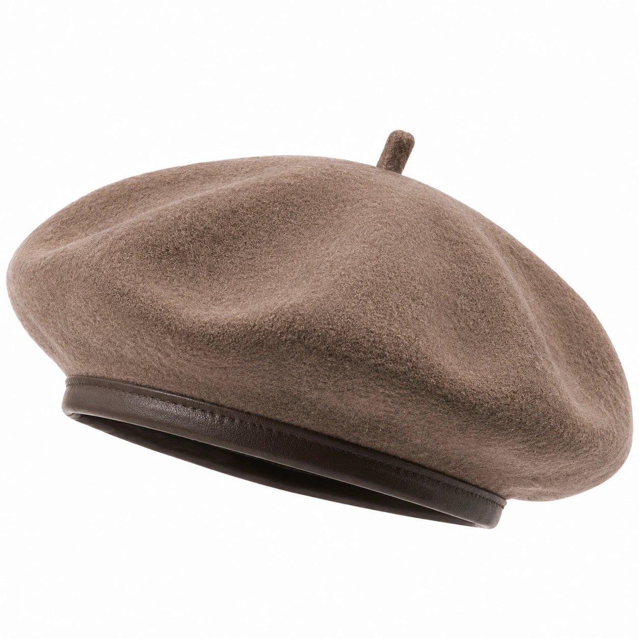 Béret taille unique en feutre brun style classique