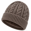 Bonnet taille unique en maille taupe à torsades pour adulte