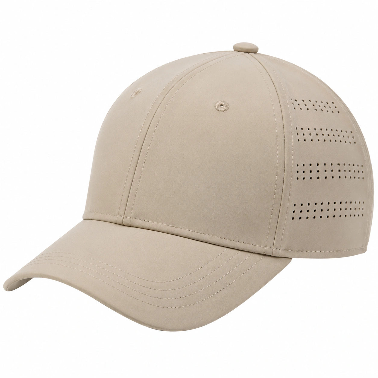 Casquette taille unique beige en textile perforé - visière courbée style sportif