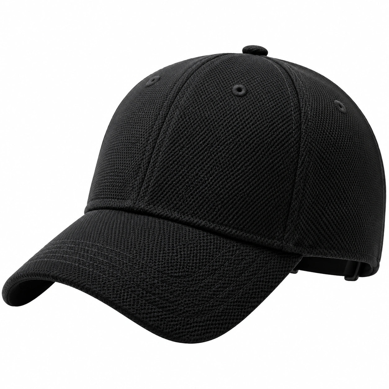 Casquette de baseball taille unique en polyester noir respirante réglable