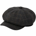 Casquette gavroche en tissu noir à carreaux - taille unique style classique