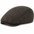 Casquette plate taille unique en textile marron et noir à motif chevrons style classique