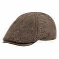 Casquette plate taille unique en tissu marron à chevrons style classique