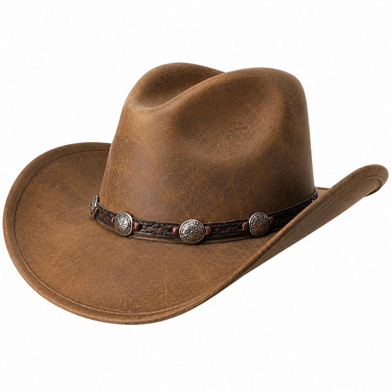 Chapeau cowboy taille unique brun effet cuir style western