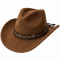 Chapeau cowboy taille unique marron aspect suédine avec bande décorative ajustable
