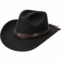 Chapeau cowboy taille unique noir en feutre avec bandeau tressé réglable