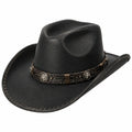 Chapeau de cowboy taille unique en matière synthétique noire à bord large