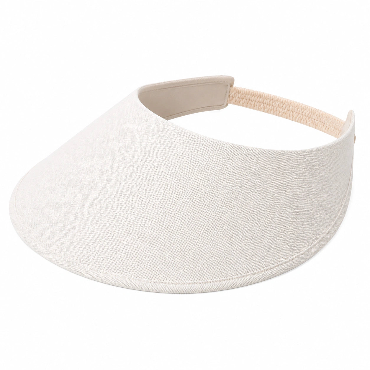Visière taille unique en textile beige avec bande élastique style décontracté
