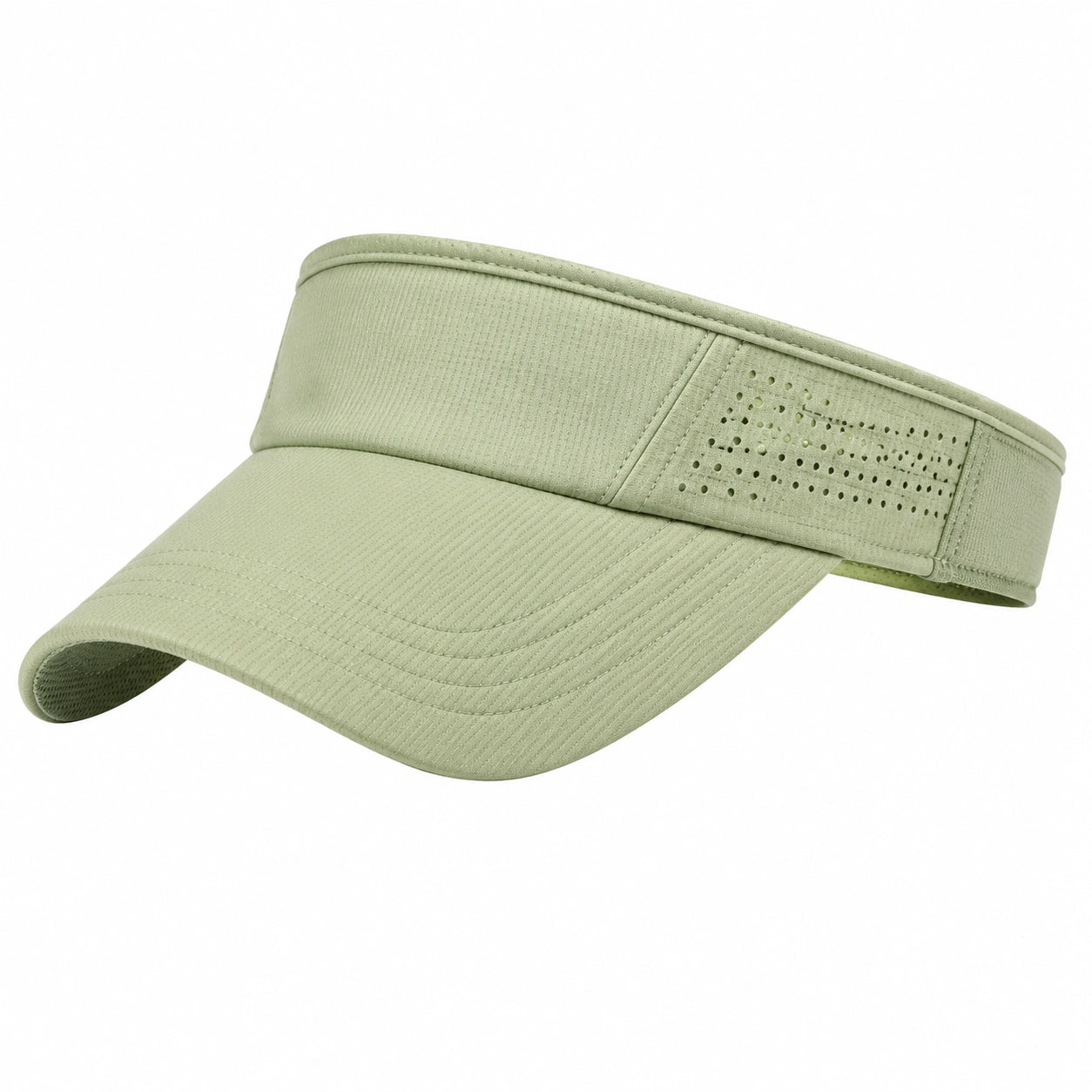 Visière taille unique en tissu vert sauge perforée réglable